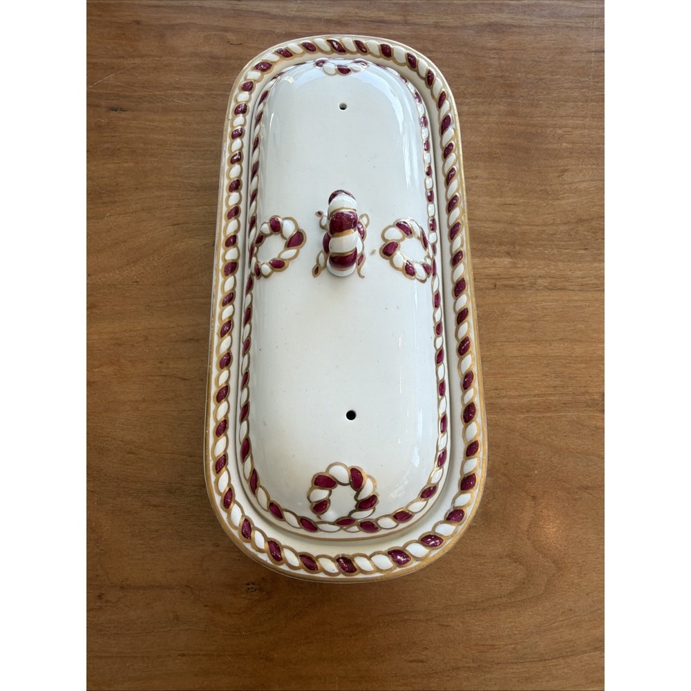 Antique Copeland England Covered Soap Dish D969 Gilt Garnet Toiletware